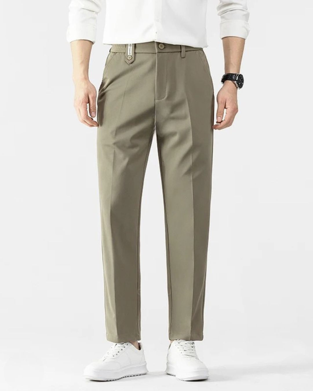 Carolme Classic Casual Trousers Olive Green / 38 man pants trousers