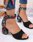 Carolme Floral High Heels Black / 36 woman shoes high heels