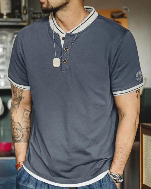 Carolme Logan Cotton Tee Blue / S man shirts