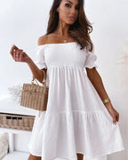 Carolme Valencia Loose Dress White / S woman summer dress