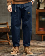 Carolme Vintage Cargo Pants Blue / 44 man pants trousers